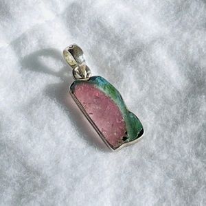 Watermelon Tourmaline Pendant Sterling Silver